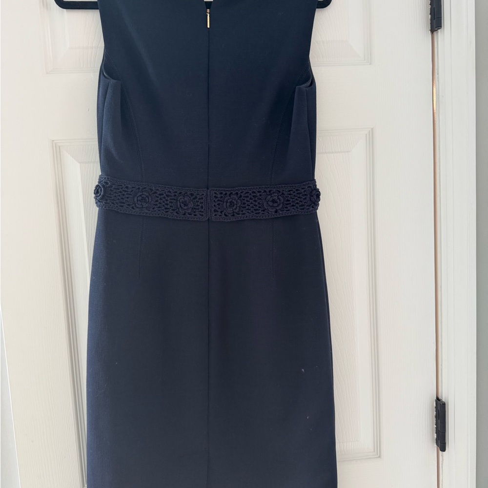 Tory Burch Navy Sleeveless Midi Dress with Crochet Waist - Picture 4 of 5